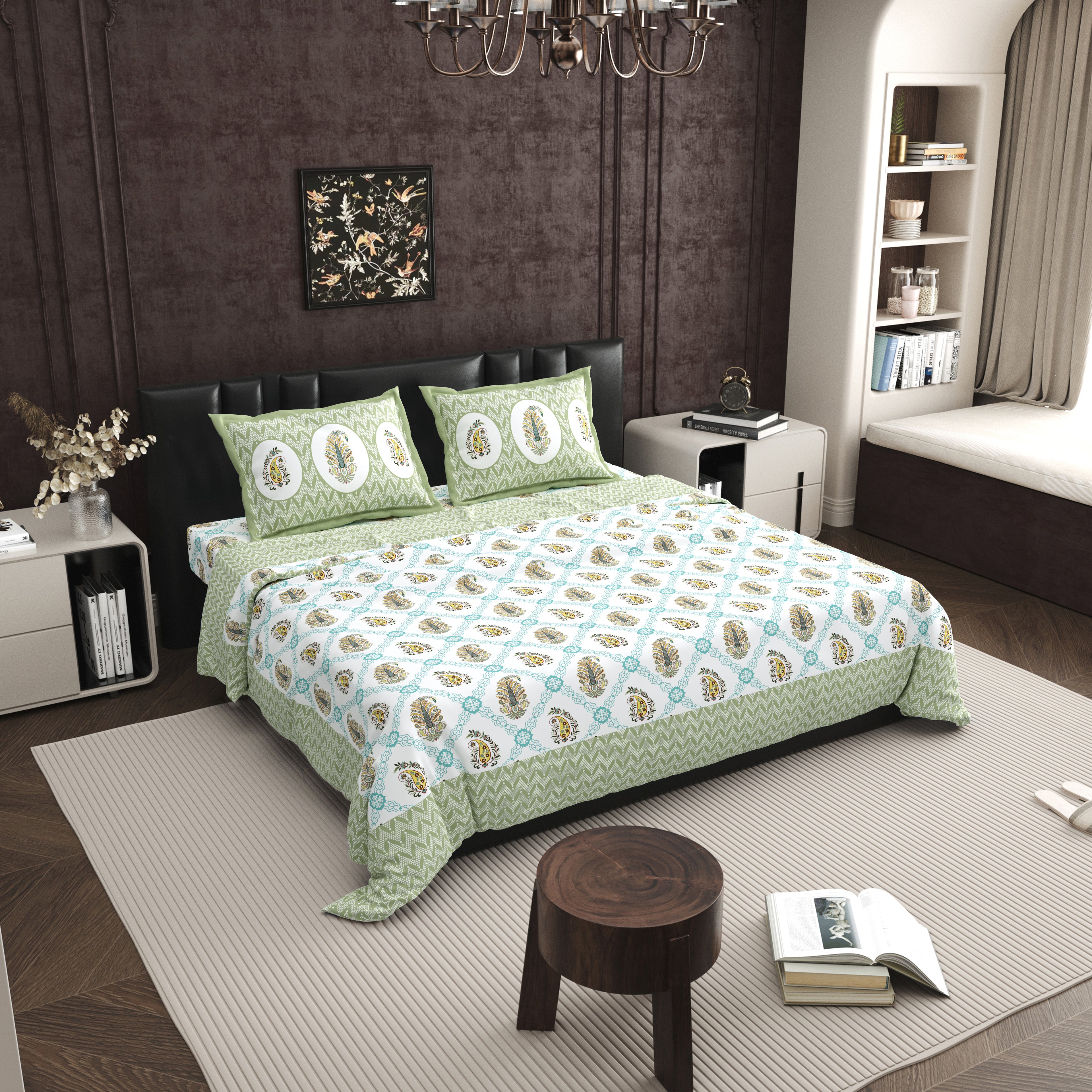 100% PREMIUM COTTON TRADITIONAL HAND MADE BEDSHEET MULTICOLOR ( SIZE 108 X 108 )