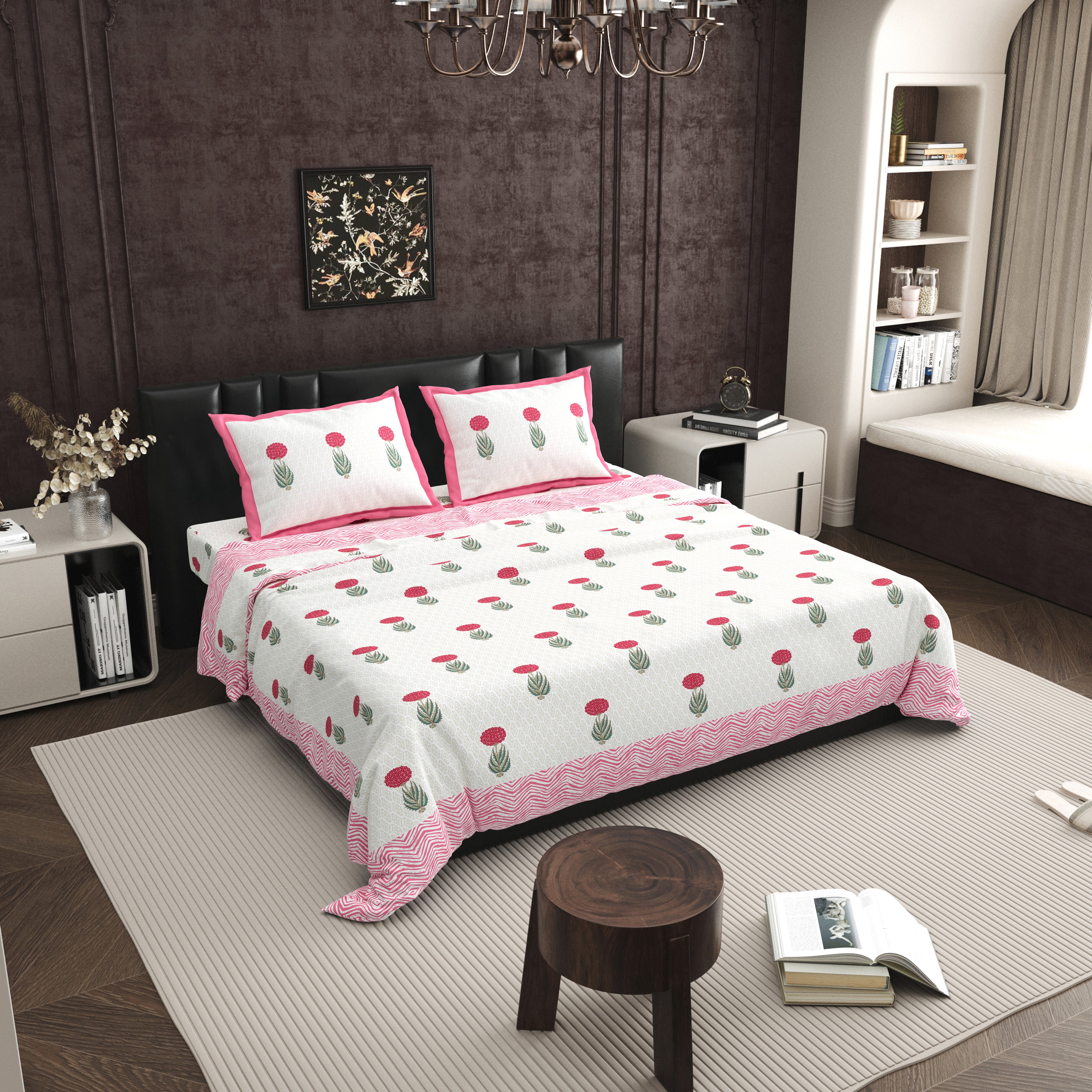 100% PREMIUM COTTON TRADITIONAL HAND MADE BEDSHEET MULTICOLOR ( SIZE 108 X 108 )