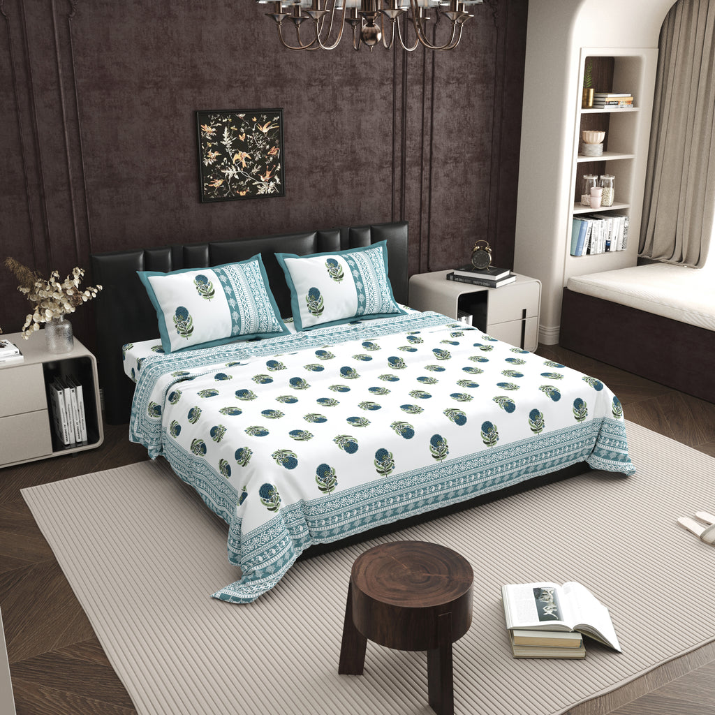 100% PREMIUM COTTON TRADITIONAL HAND MADE BEDSHEET MULTICOLOR ( SIZE 108 X 108 )