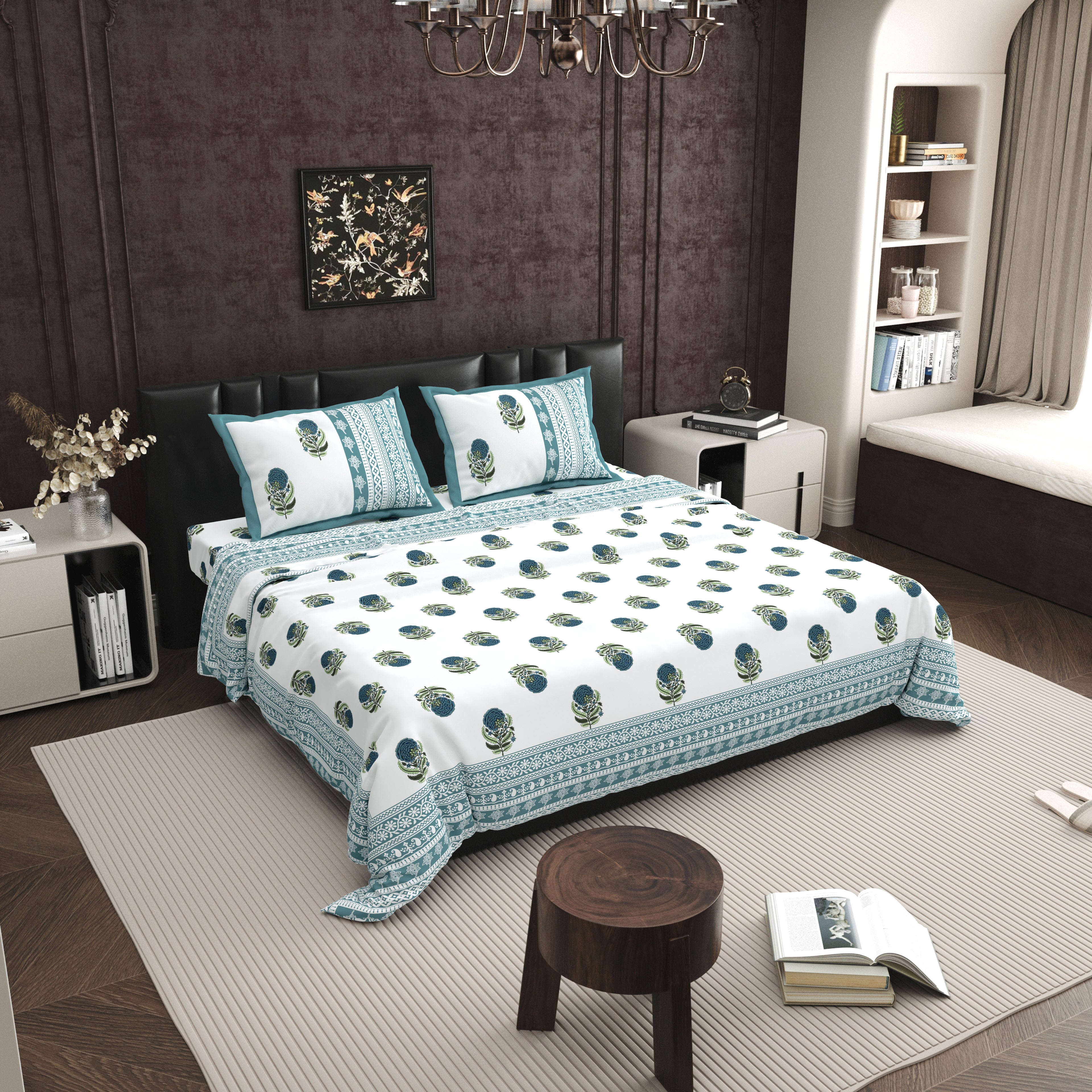 100% PREMIUM COTTON TRADITIONAL HAND MADE BEDSHEET MULTICOLOR ( SIZE 108 X 108 )