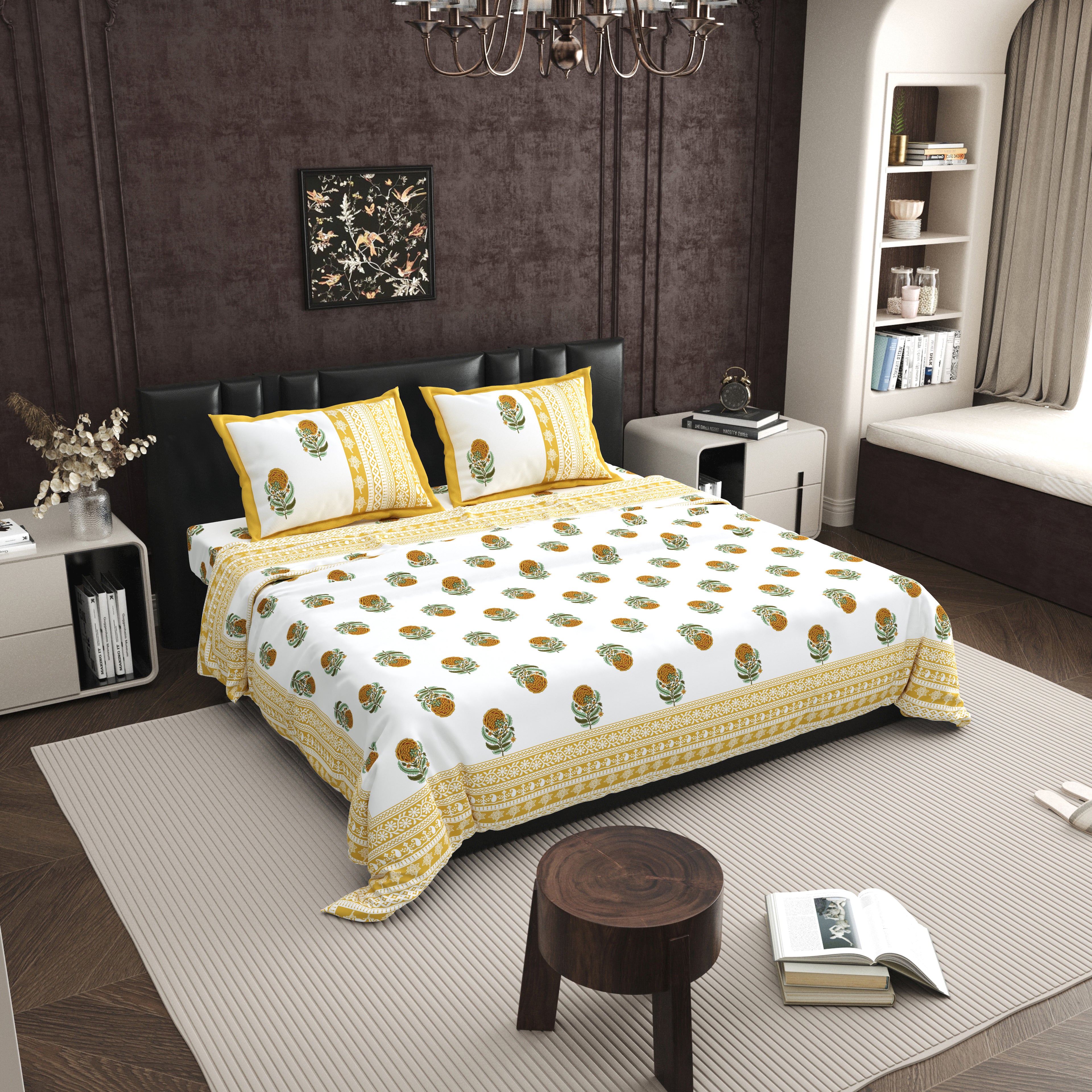 100% PREMIUM COTTON TRADITIONAL HAND MADE BEDSHEET MULTICOLOR ( SIZE 108 X 108 )