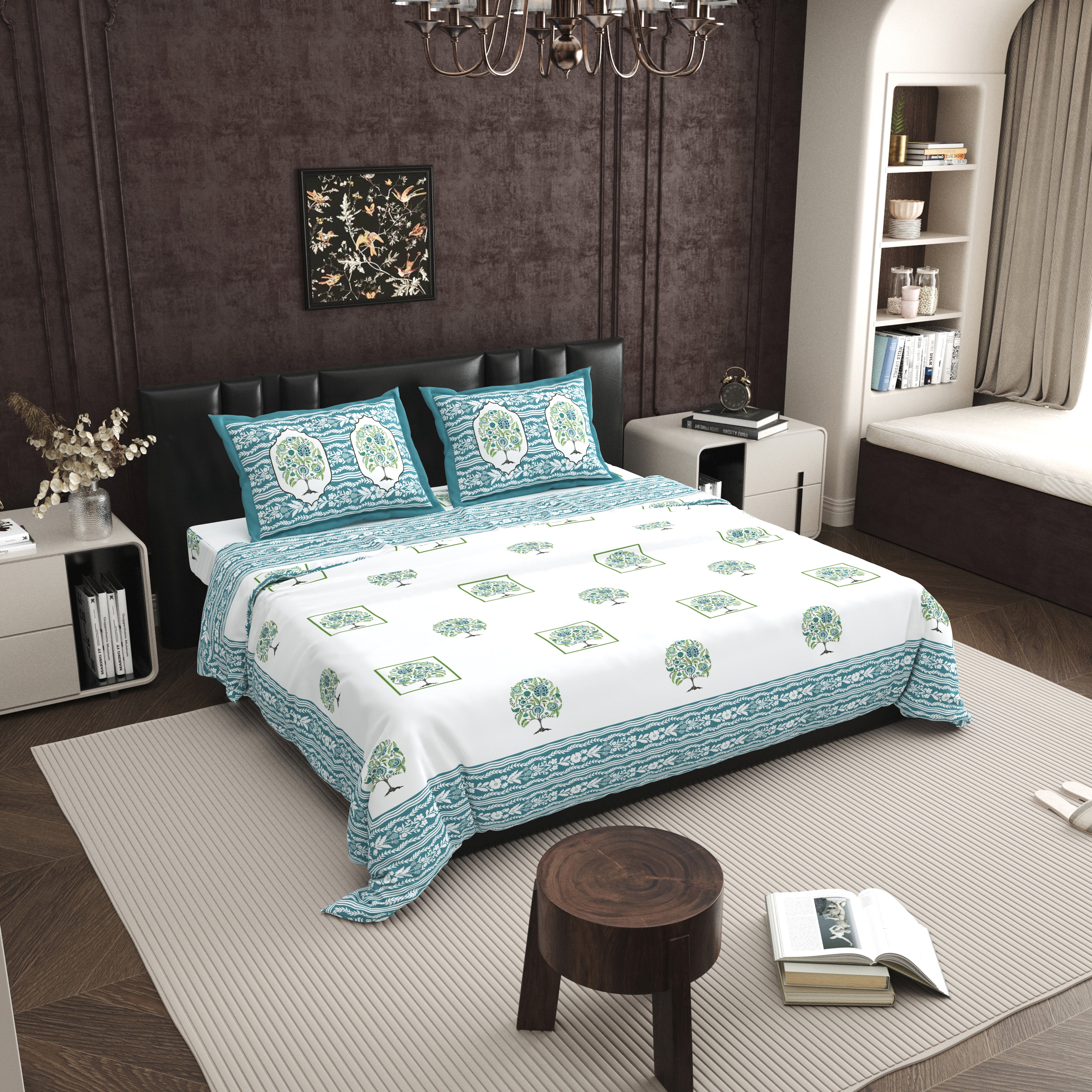 100% PREMIUM COTTON TRADITIONAL HAND MADE BEDSHEET MULTICOLOR ( SIZE 108 X 108 )