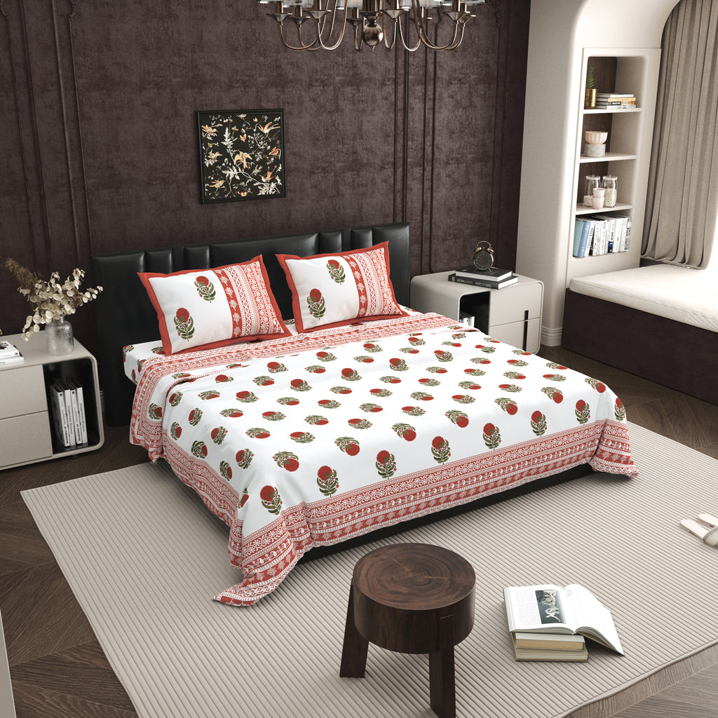 100% PREMIUM COTTON TRADITIONAL HAND MADE BEDSHEET MULTICOLOR ( SIZE 108 X 108 )