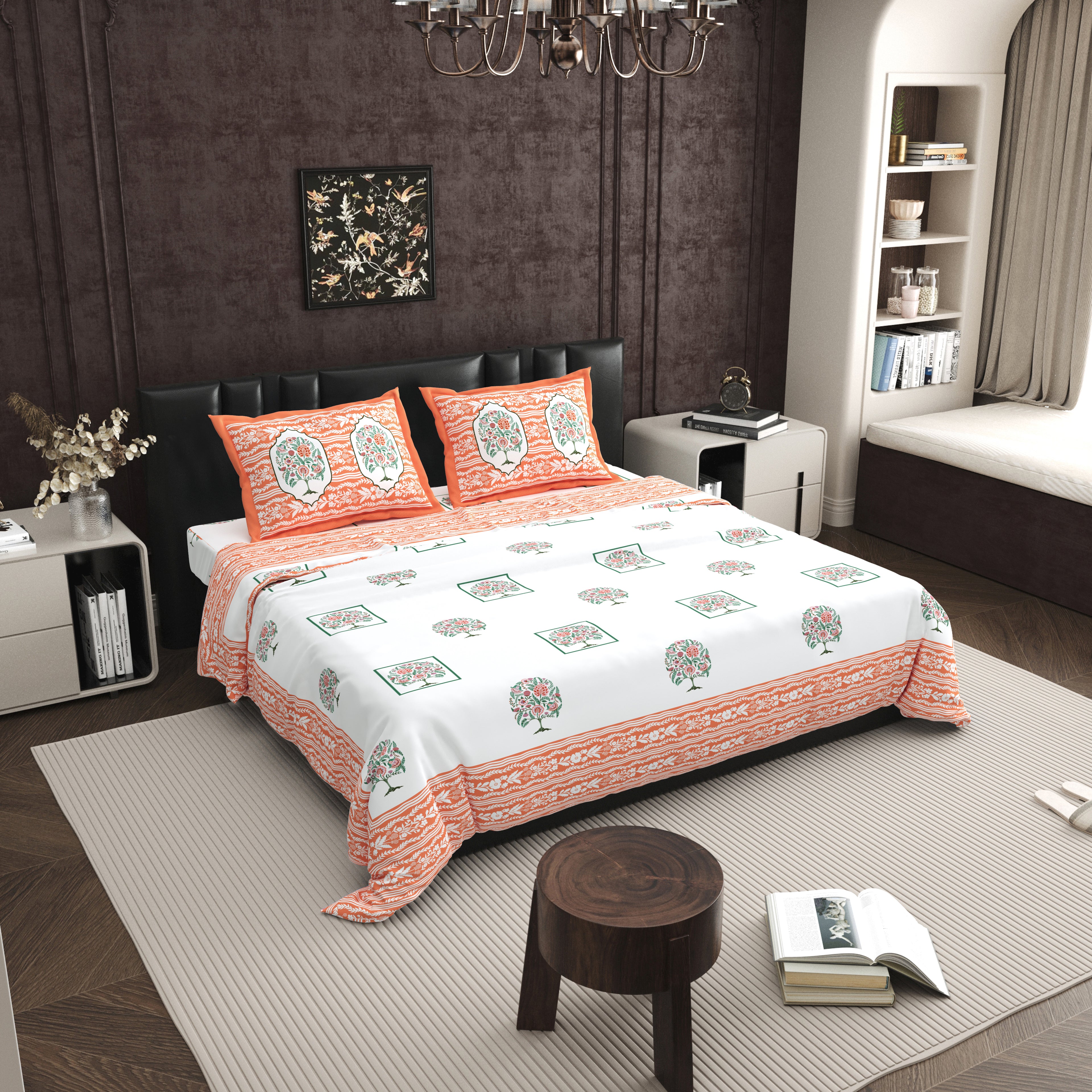 100% PREMIUM COTTON TRADITIONAL HAND MADE BEDSHEET MULTICOLOR ( SIZE 108 X 108 )