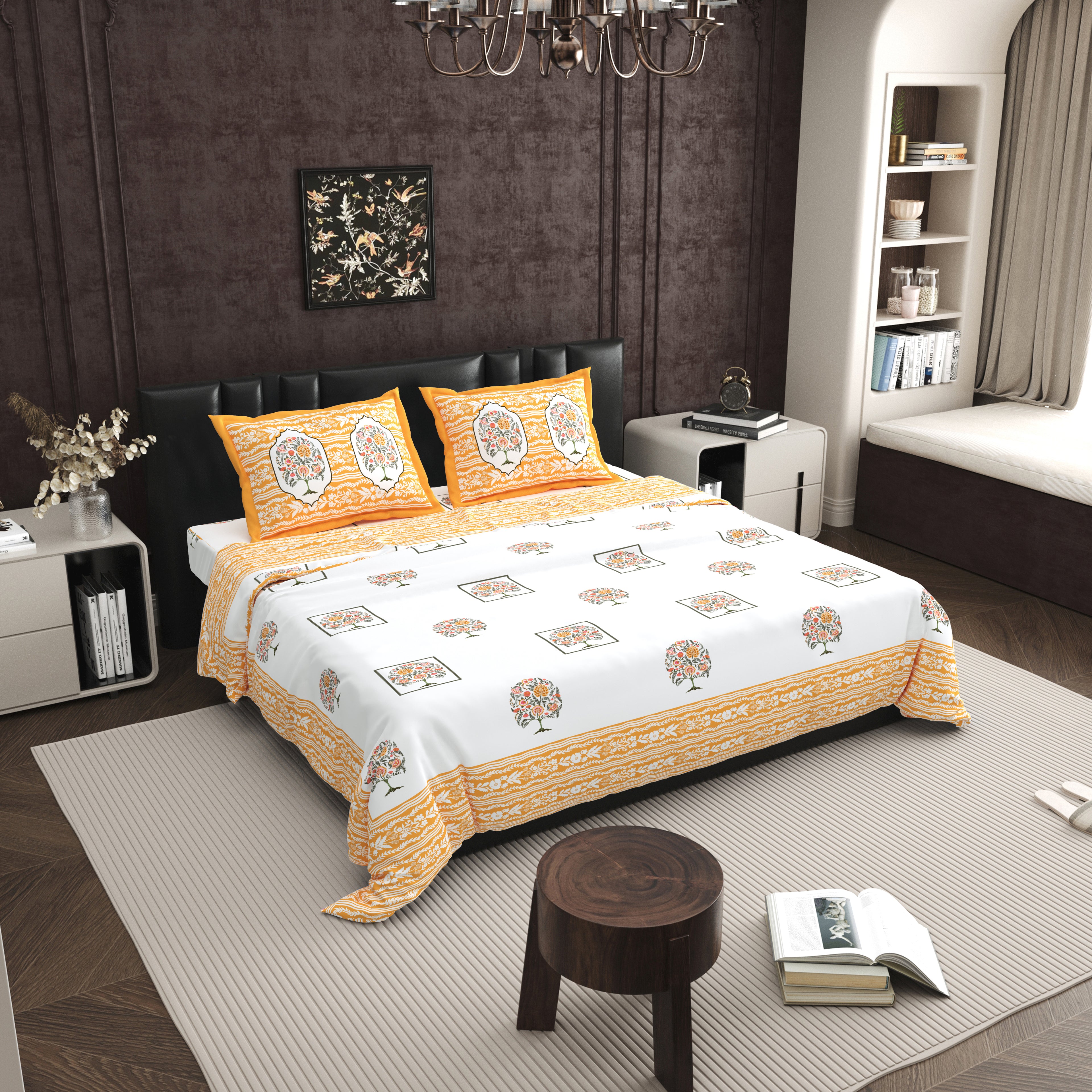 100% PREMIUM COTTON TRADITIONAL HAND MADE BEDSHEET MULTICOLOR ( SIZE 108 X 108 )