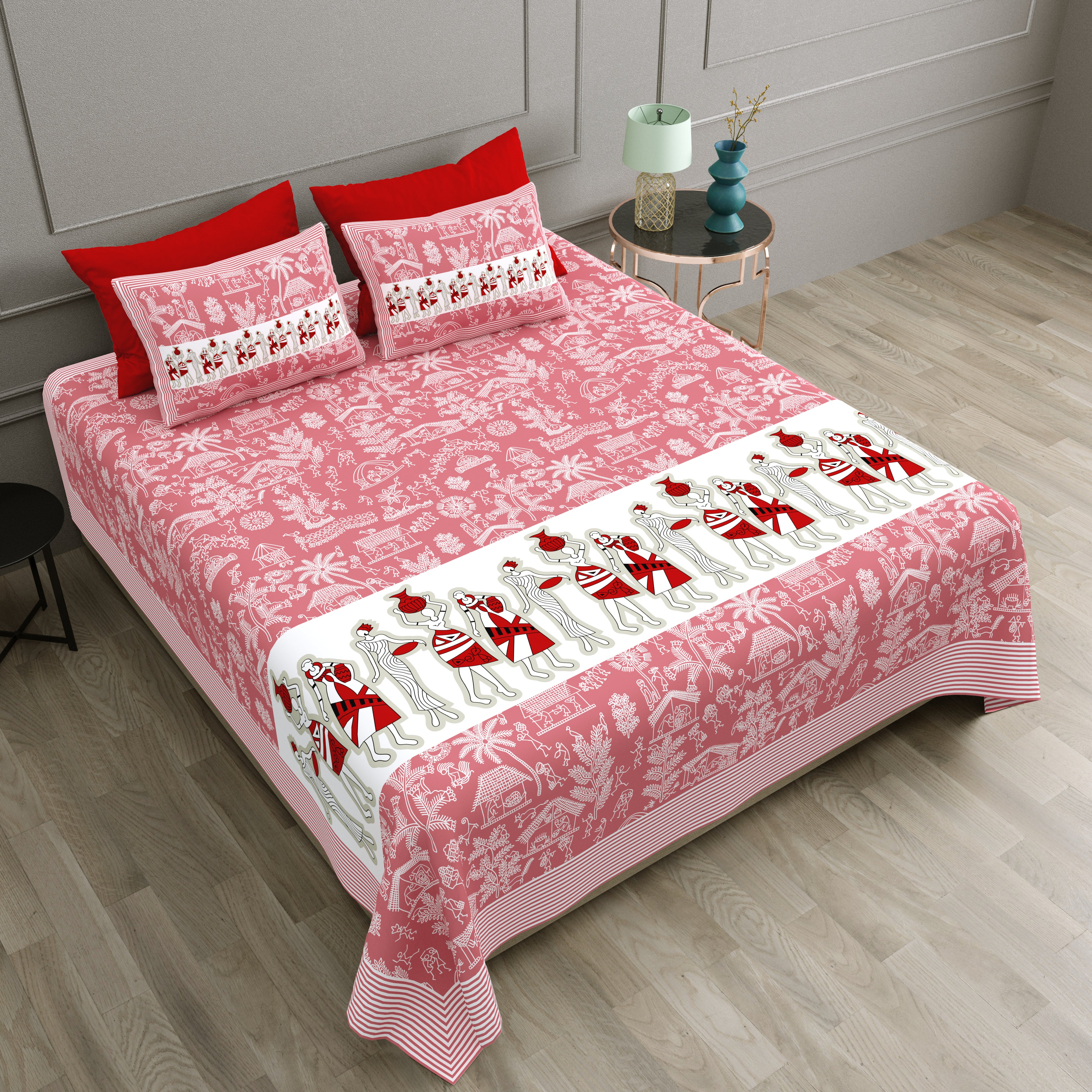 100% PREMIUM COTTON TRADITIONAL HAND MADE BEDSHEET MULTICOLOR ( SIZE 108 X 108 )