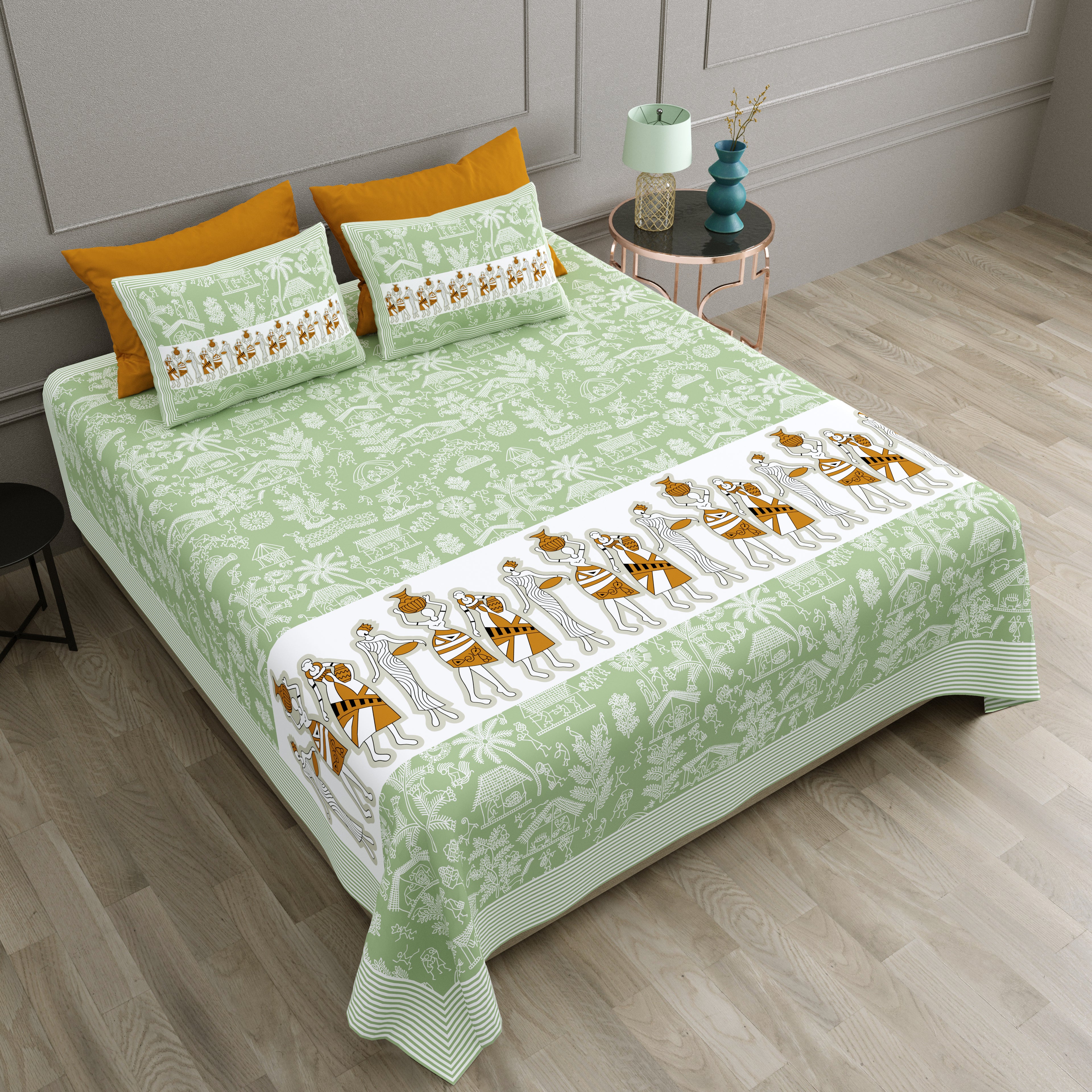 100% PREMIUM COTTON TRADITIONAL HAND MADE BEDSHEET MULTICOLOR ( SIZE 108 X 108 )