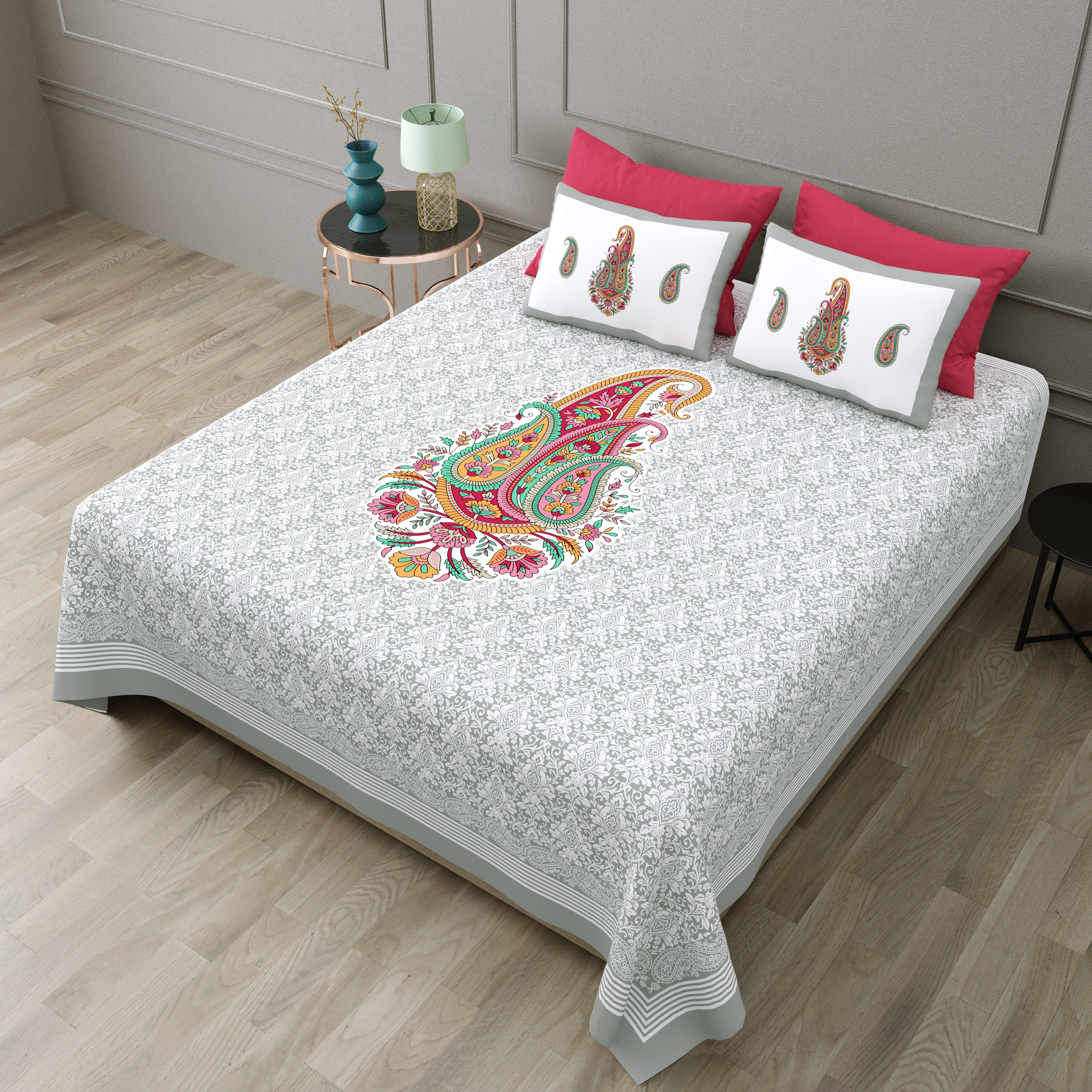 100% PREMIUM COTTON TRADITIONAL HAND MADE BEDSHEET MULTICOLOR ( SIZE 108 X 108 )