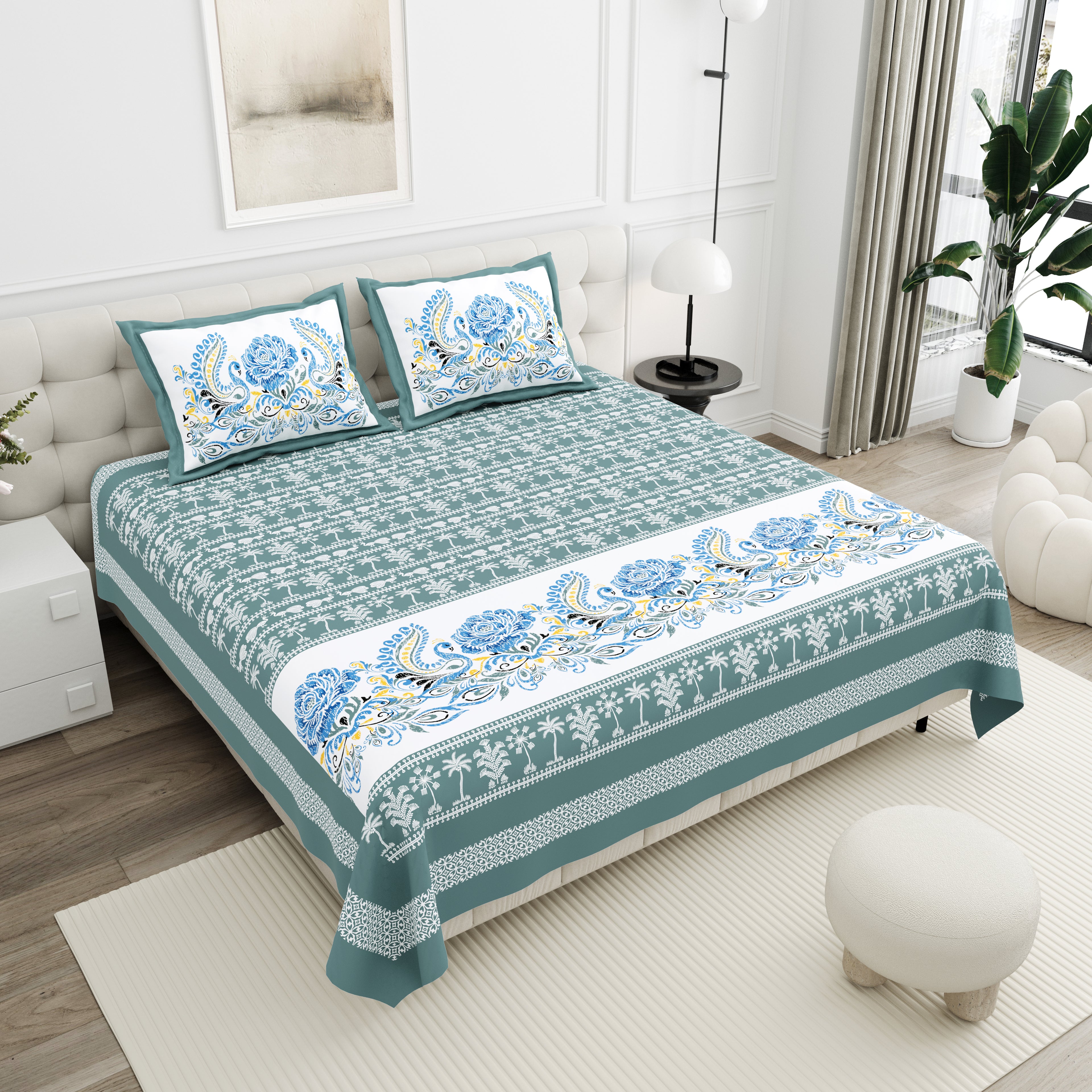 100% PREMIUM COTTON TRADITIONAL HAND MADE BEDSHEET MULTICOLOR ( SIZE 108 X 108 )