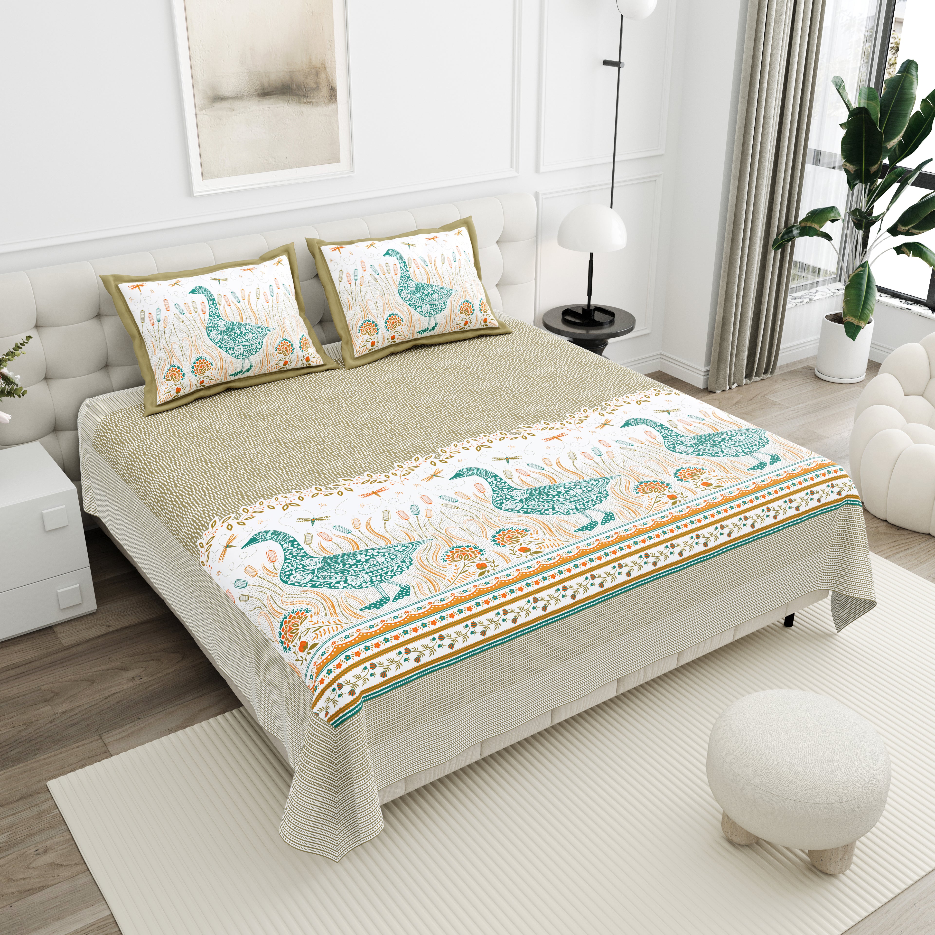 100% PREMIUM COTTON TRADITIONAL HAND MADE BEDSHEET MULTICOLOR ( SIZE 108 X 108 )