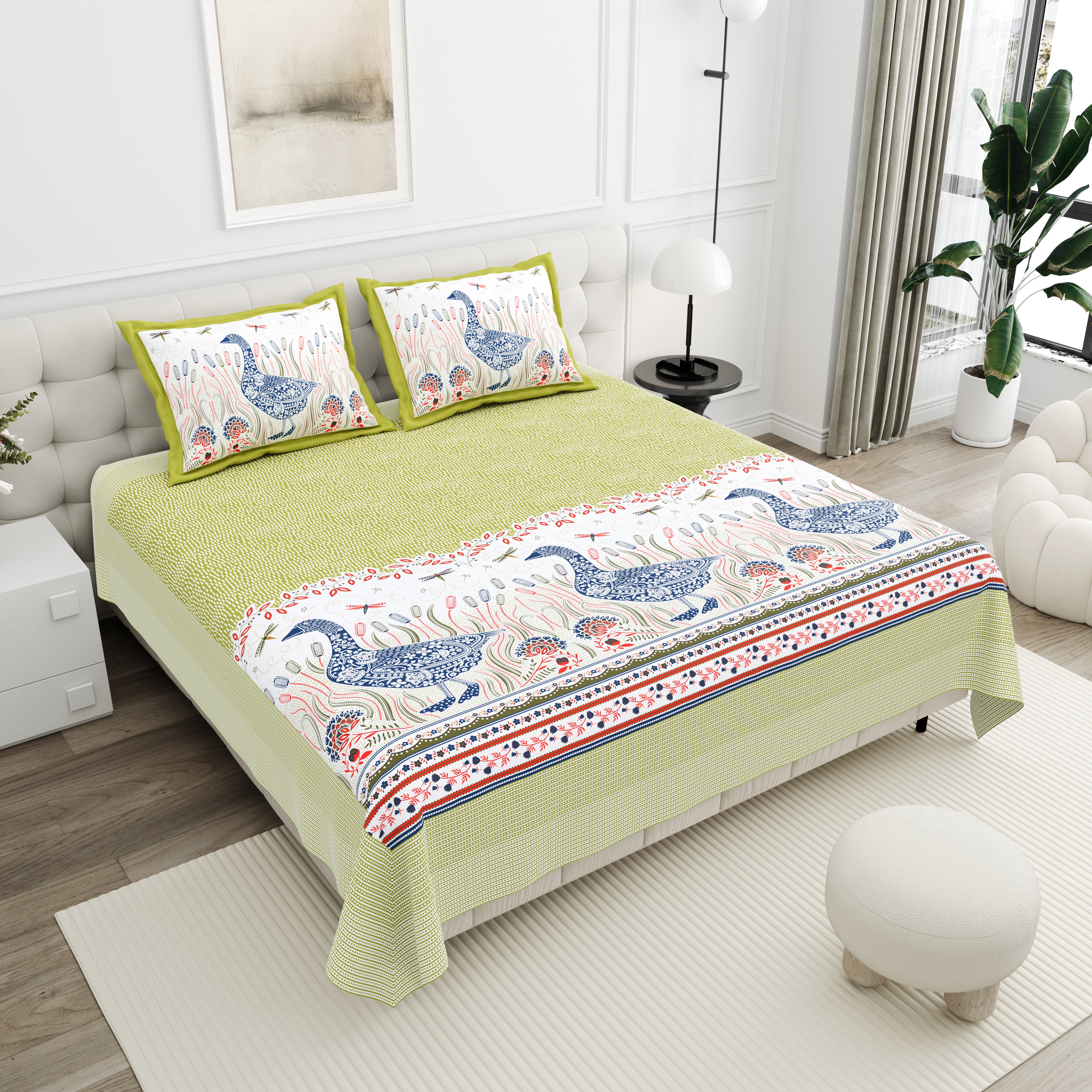 100% PREMIUM COTTON TRADITIONAL HAND MADE BEDSHEET MULTICOLOR ( SIZE 108 X 108 )