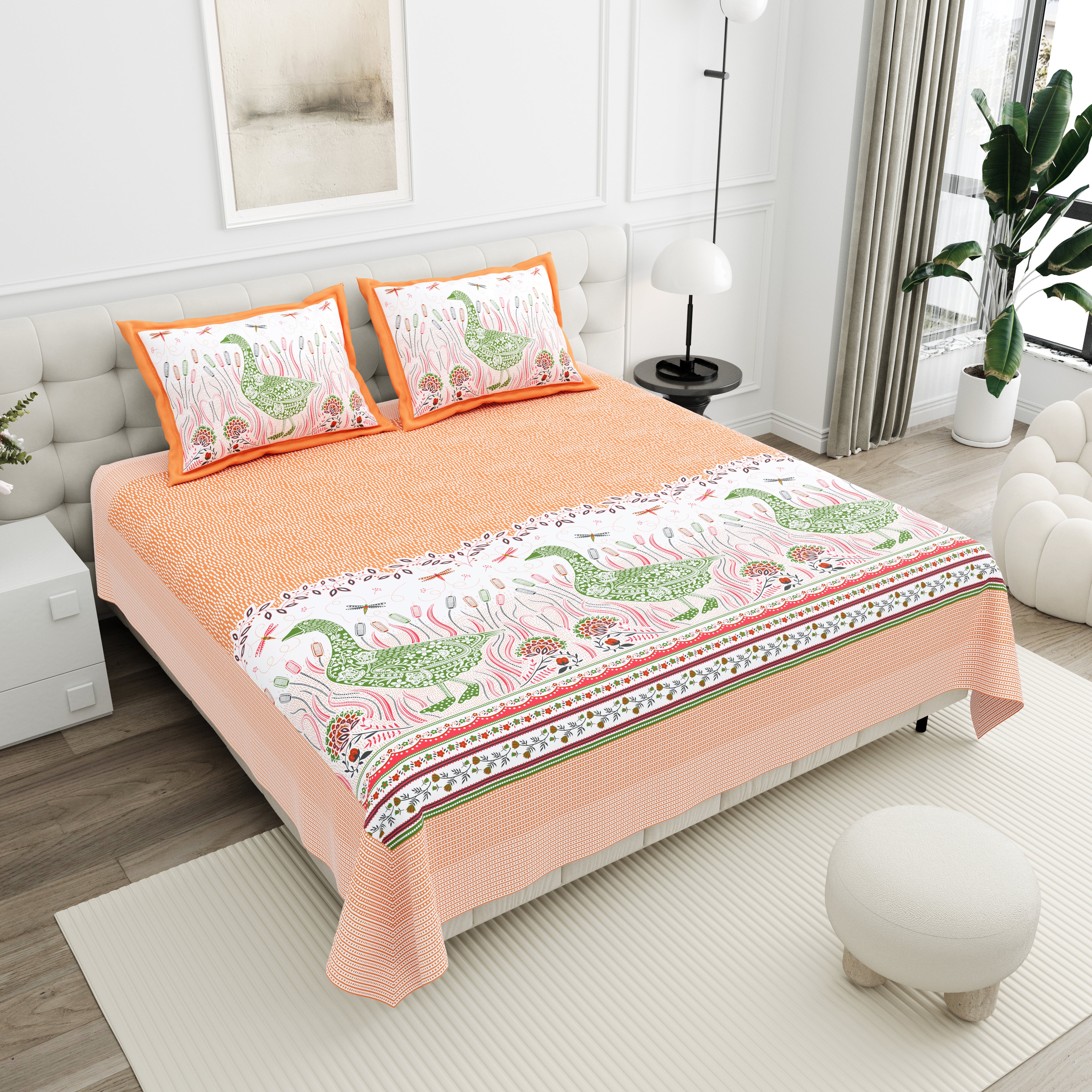 100% PREMIUM COTTON TRADITIONAL HAND MADE BEDSHEET MULTICOLOR ( SIZE 108 X 108 )