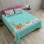 100% PREMIUM COTTON TRADITIONAL HAND MADE BEDSHEET MULTICOLOR ( SIZE 108 X 108 )