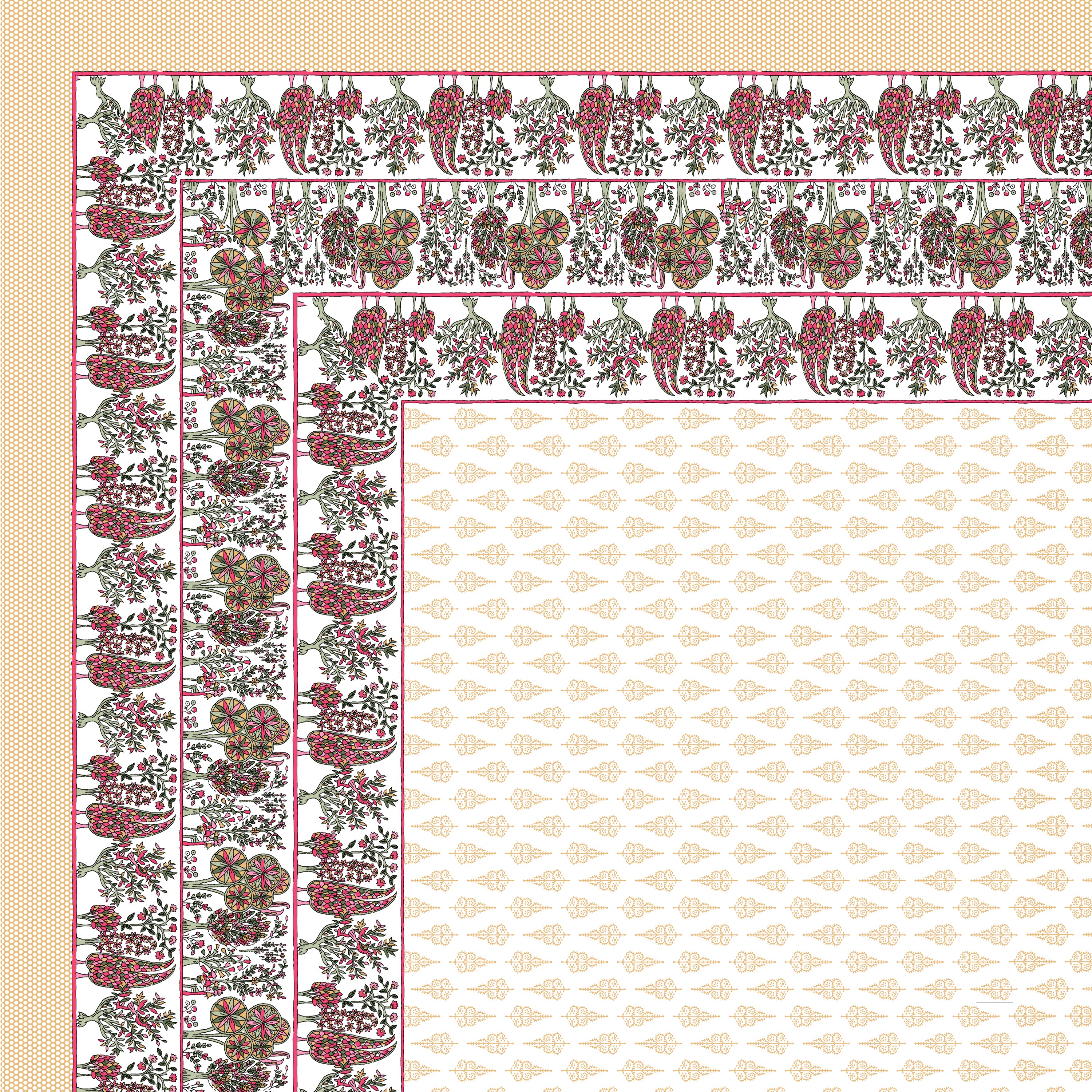 100% PREMIUM COTTON TRADITIONAL HAND MADE BEDSHEET MULTICOLOR ( SIZE 108 X 108 )