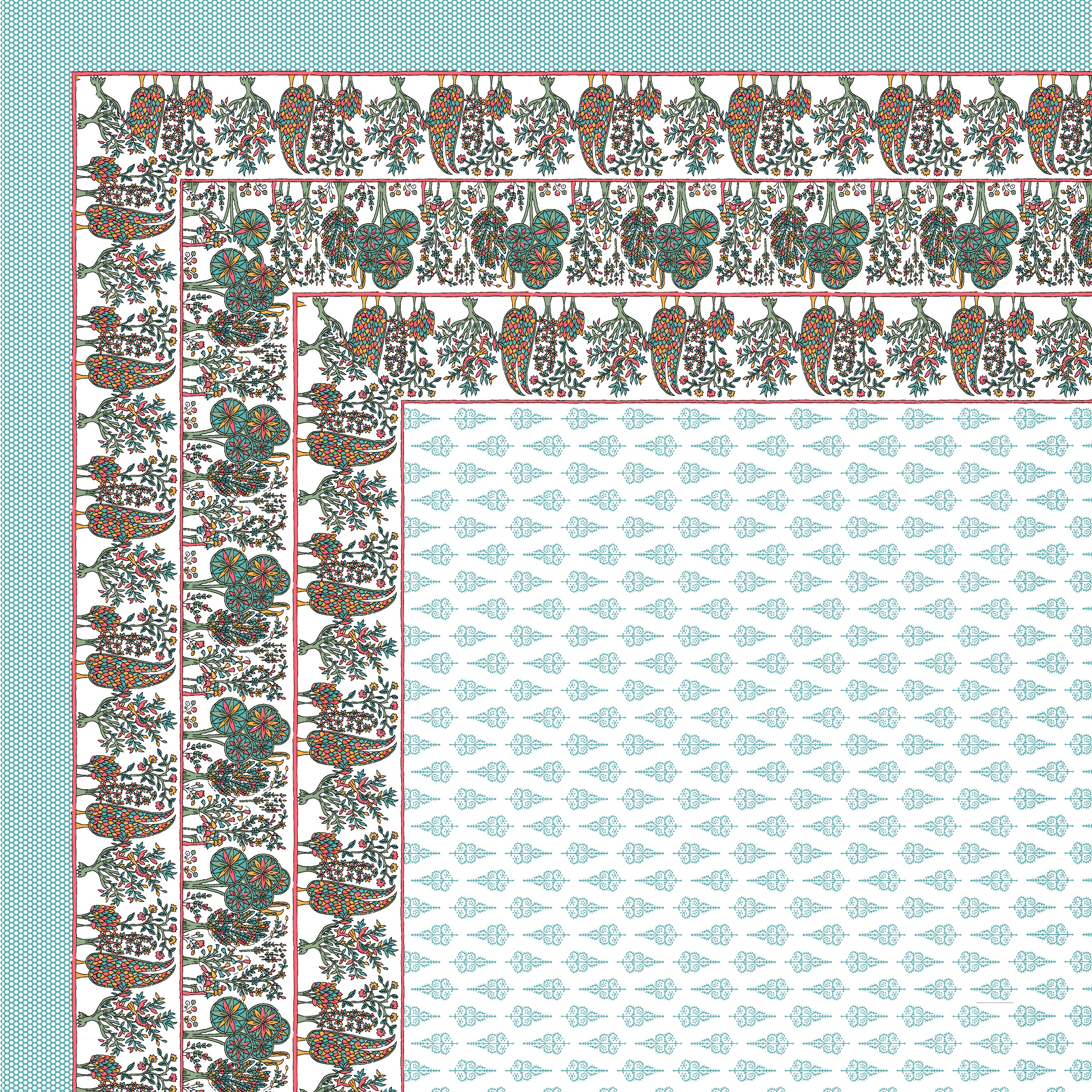 100% PREMIUM COTTON TRADITIONAL HAND MADE BEDSHEET MULTICOLOR ( SIZE 108 X 108 )