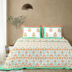 100% Cotton Traditional Floral Printed Bedsheet Multicolor ( Size 100 X 108 )