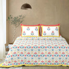 100% Cotton Traditional Floral Printed Bedsheet Multicolor ( Size 100 X 108 )